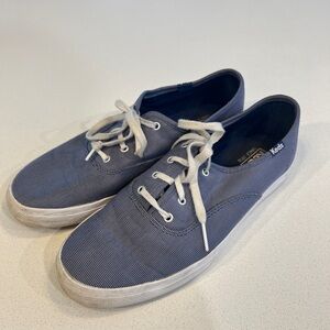 Keds Champion canvas sneakers in a blue and white pinstripe pattern
